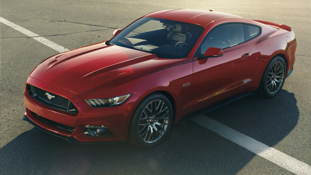 Red mustang parking lot driver free wallpaper - medium preview image