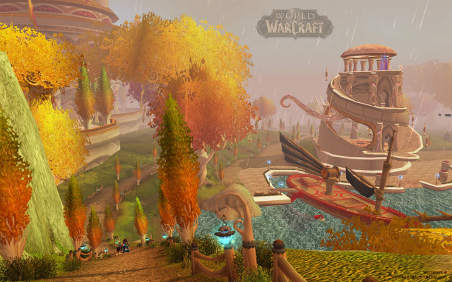 Fantasy waterfall boat trees man free wallpaper - medium preview image