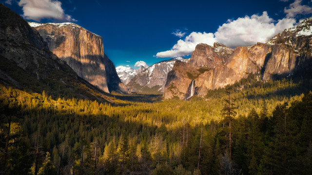 Valley mountain trees clouds sunset free wallpaper - medium preview image