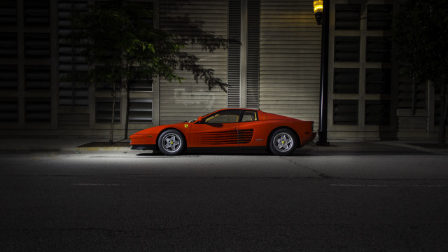 Red sports car night headlight free wallpaper - medium preview image