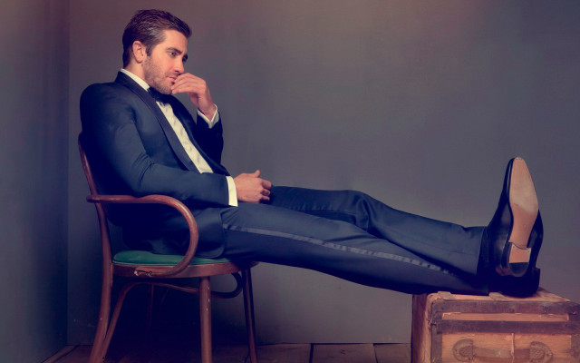 Man suit crossed legs suitcase free wallpaper - medium preview image
