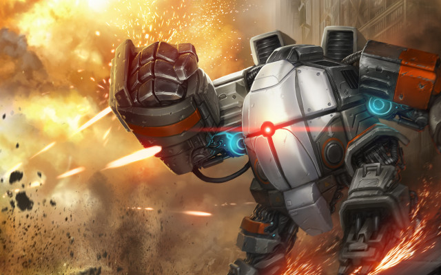 Robot lasergun fireball burning mecha free wallpaper - medium preview image