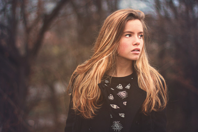 Woman forest blonde longhair portrait free wallpaper - medium preview image