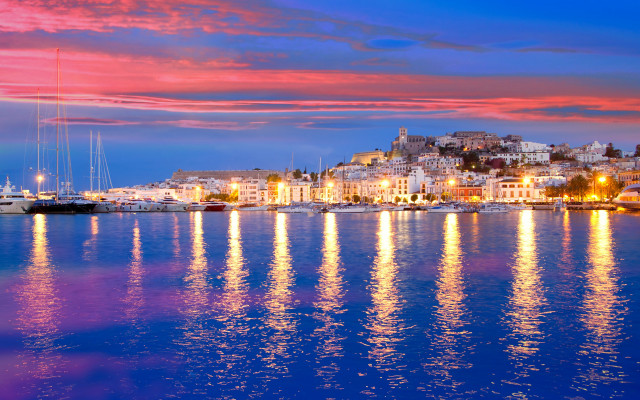 Cityscape pink sky reflections bridge free wallpaper - medium preview image