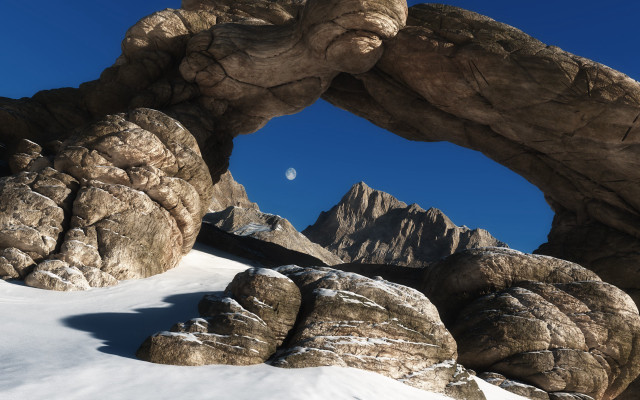 Large rock arch moon snow free wallpaper - medium preview image
