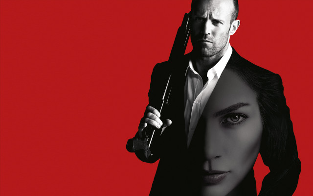 Man gun woman red background free wallpaper - medium preview image