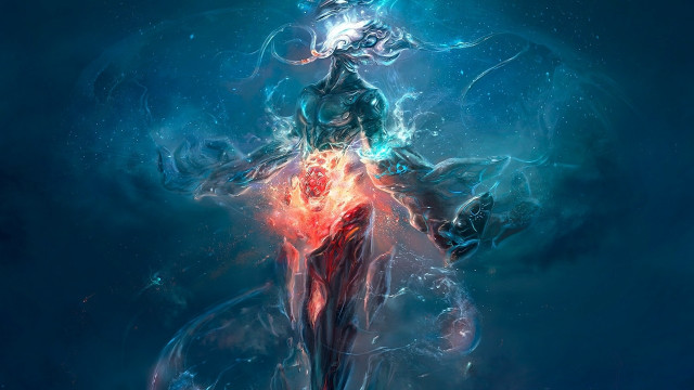 Woman sword blue background red free wallpaper - medium preview image