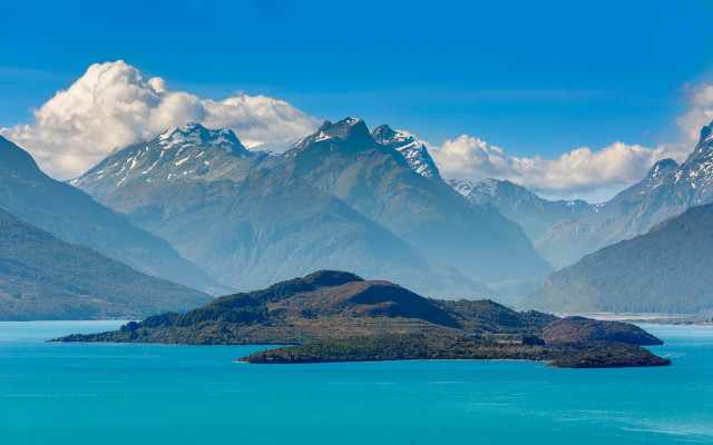 Mountain water island sky reflection free wallpaper - medium preview image