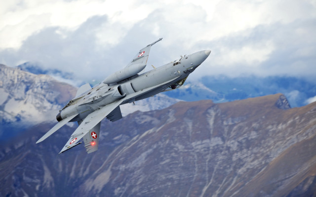 Fighter jet mountain cloud sky free wallpaper - medium preview image