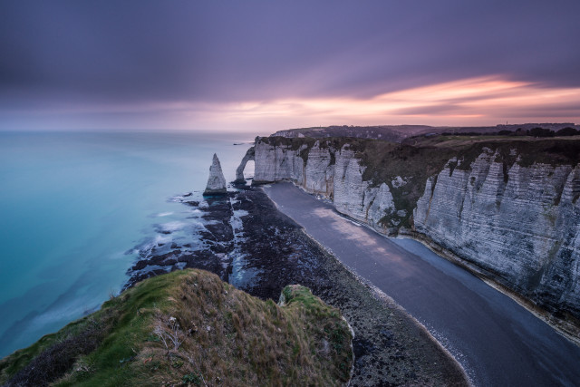 Cliff road ocean landscape sunset free wallpaper - medium preview image