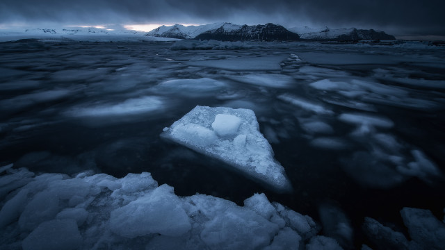 Iceberg mountains cloudy sky water free wallpaper - medium preview image