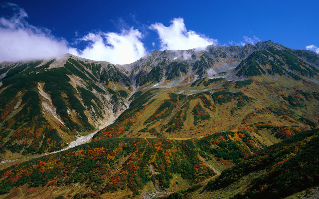 Mountain range river clouds blue free wallpaper - medium preview image