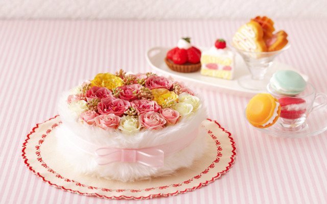 Pastel rococo flower cake cupcake free wallpaper - medium preview image