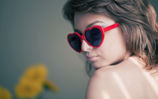 Woman heart sunglasses yellow flower free wallpaper - medium preview image