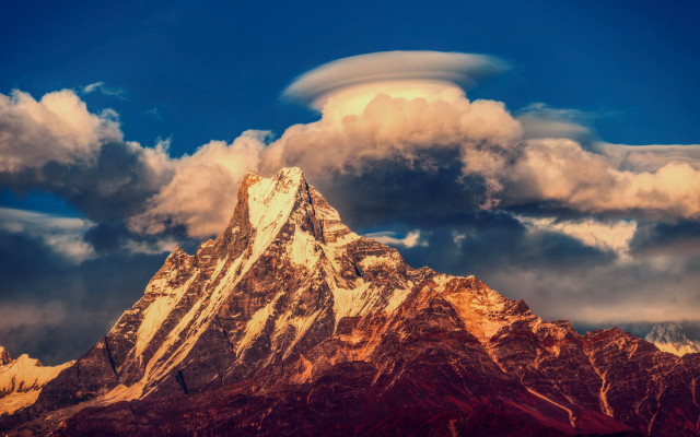 Mountain clouds bird sunset cityscape free wallpaper - medium preview image