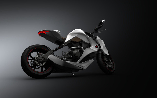 White motorcycle red light dark free wallpaper - medium preview image