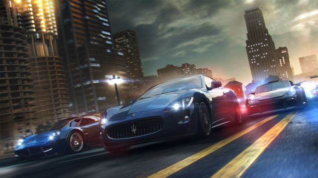 City street cars night lights free wallpaper - medium preview image