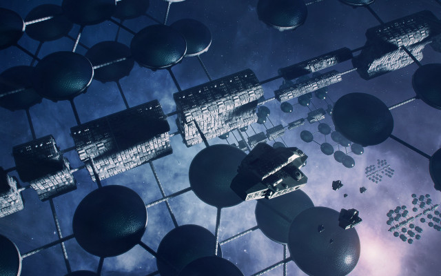 Futuristic space station earth moon free wallpaper - medium preview image