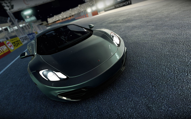 Green sports car night race free wallpaper - medium preview image