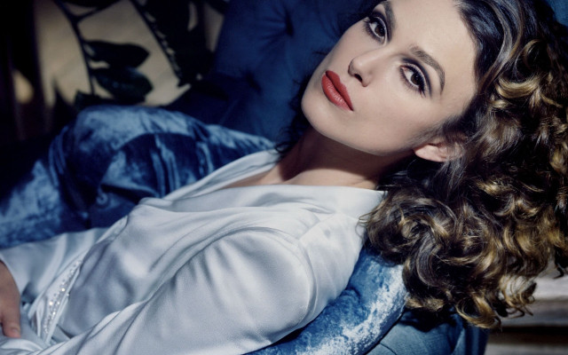Woman lying blue dress man free wallpaper - medium preview image