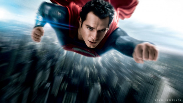 Man flying superman costume city free wallpaper - medium preview image