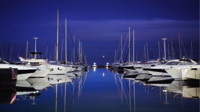 Boats night waterlights sails berndfasching free wallpaper - medium preview image