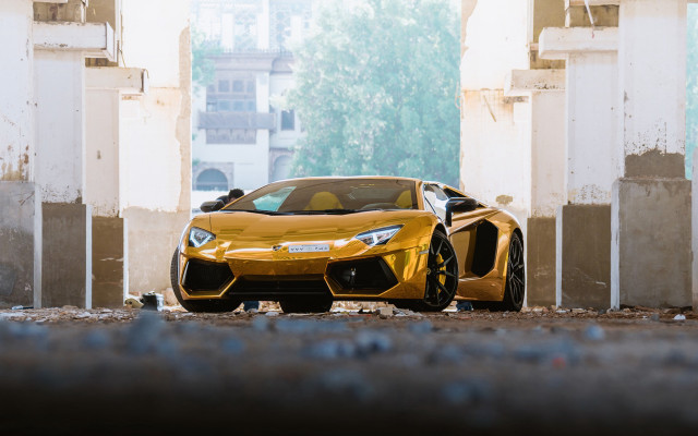 Yellow sports car parking lot #15 free wallpaper - medium preview image