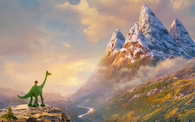 Dinosaur mountain road horizon sunset free wallpaper - medium preview image