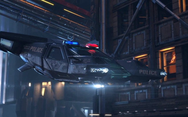 Police car flying city night free wallpaper - medium preview image