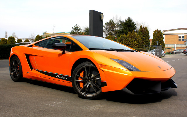 Bright orange sports car parking #13 free wallpaper - medium preview image