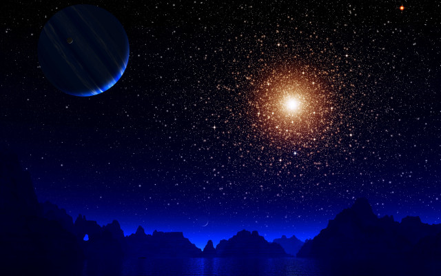 Blue planet bright star distant #3 free wallpaper - medium preview image