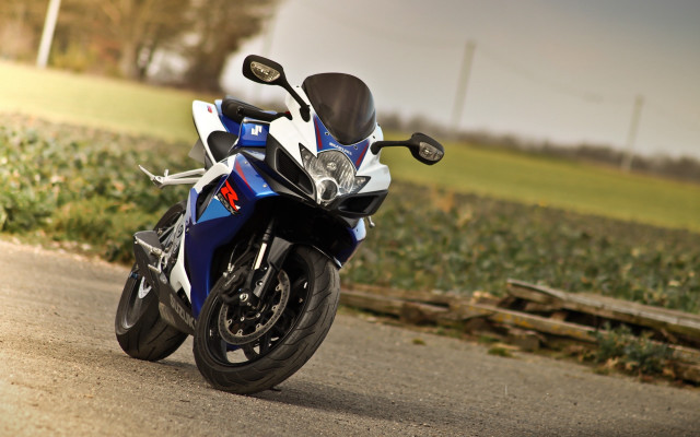 Blue motorcycle road field trees free wallpaper - medium preview image