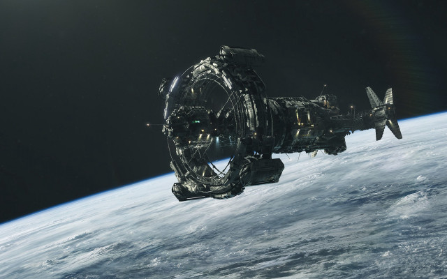Space station earth view sunrise free wallpaper - medium preview image