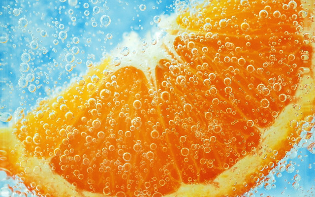 Orange slice bubbles blue sky free wallpaper - medium preview image