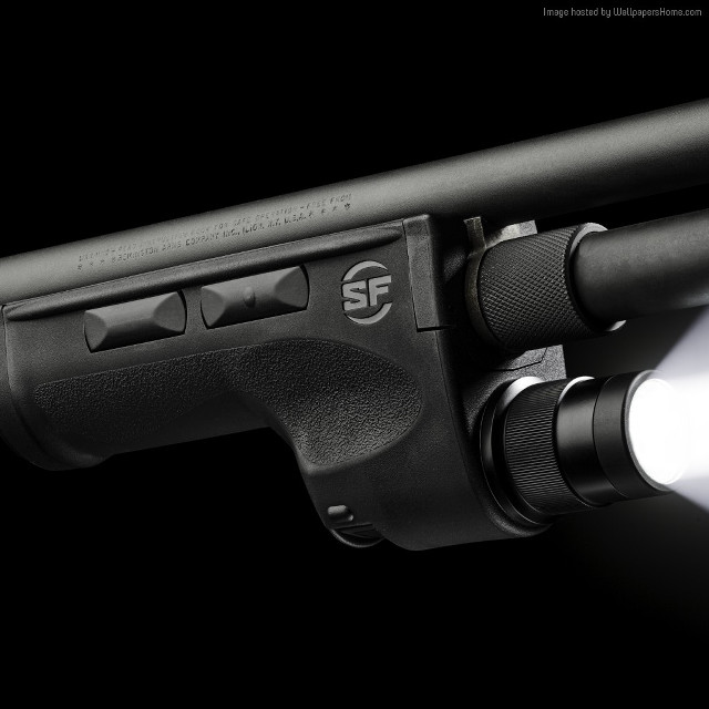 Gun flashlight closeup monochrome fishnet free wallpaper - medium preview image