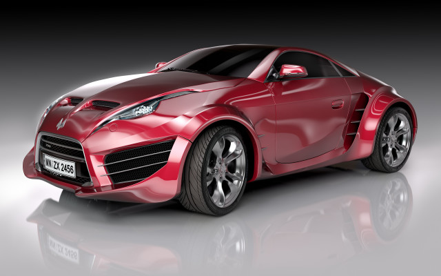 Red sports car studio reflective #2 free wallpaper - medium preview image