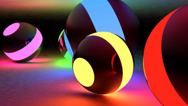 Colorful balls raytraced sky sun free wallpaper - medium preview image