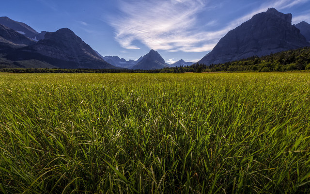 Grass mountains sky clouds nature free wallpaper - medium preview image