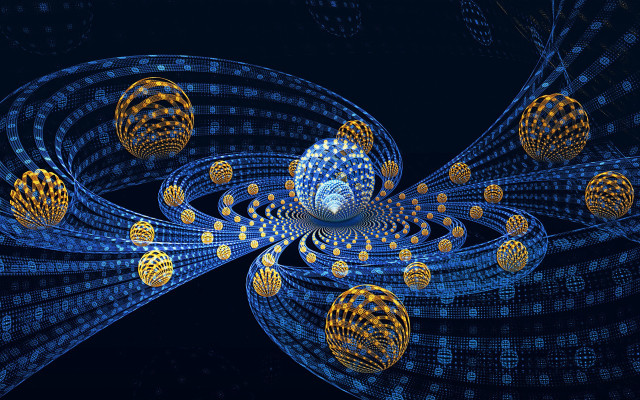 Blue yellow abstract circles dots free wallpaper - medium preview image