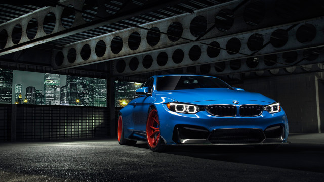 Blue car parking garage city free wallpaper - medium preview image
