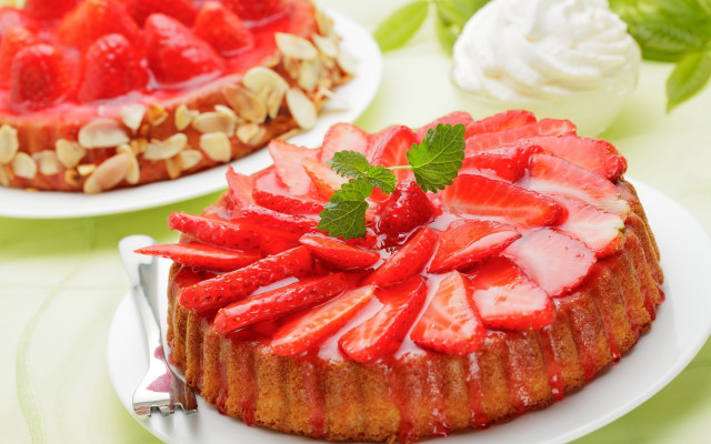 Cake strawberries plate fork knife #2 free wallpaper - medium preview image