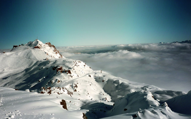 Snowy mountain sky clouds snowboard #2 free wallpaper - medium preview image