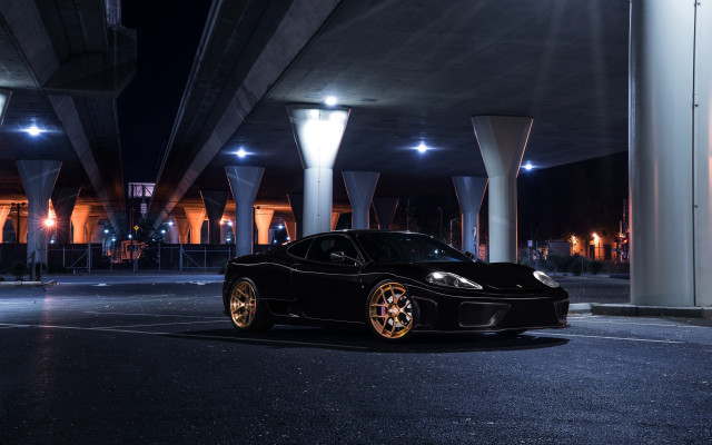 Black sports car night city free wallpaper - medium preview image