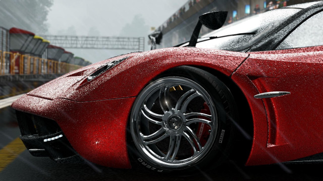 Red sports car rainy road #3 free wallpaper - medium preview image