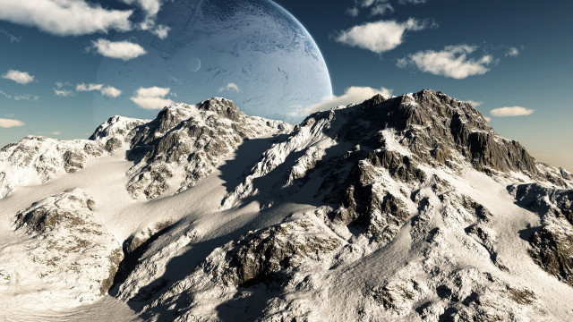 Mountain range planet sky ocean free wallpaper - medium preview image