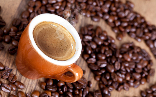 Coffee cup coffee beans bokeh free wallpaper - medium preview image