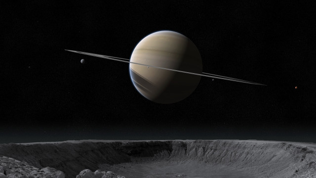 Saturn planet ring moon night free wallpaper - medium preview image