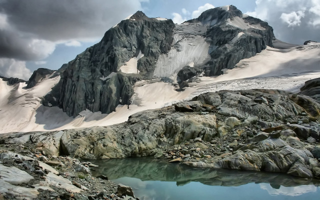 Mountain lake reflection cloudy sky free wallpaper - medium preview image