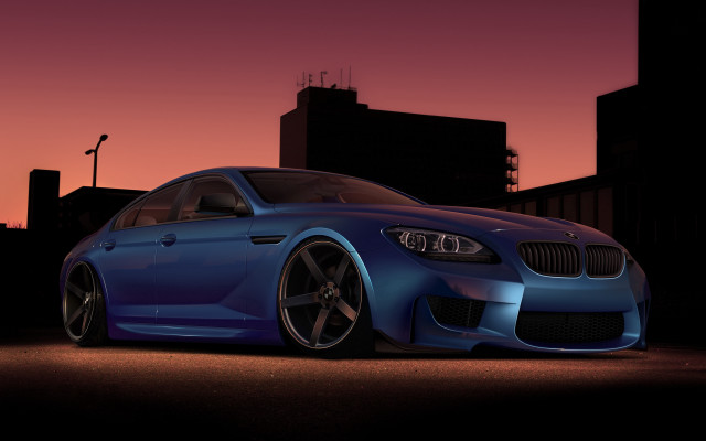 Blue car tall building pink free wallpaper - medium preview image
