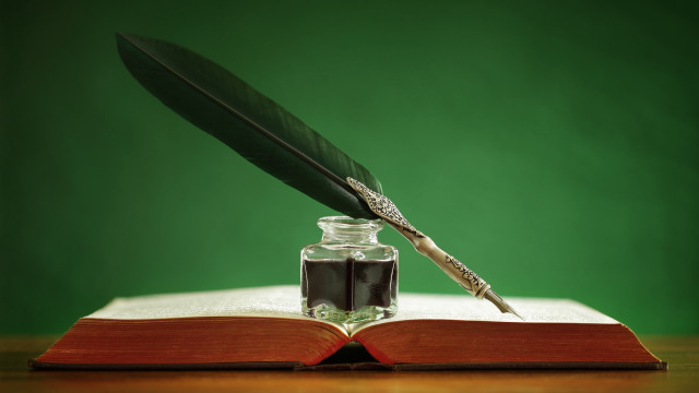 Pen ink bottle open book free wallpaper - medium preview image